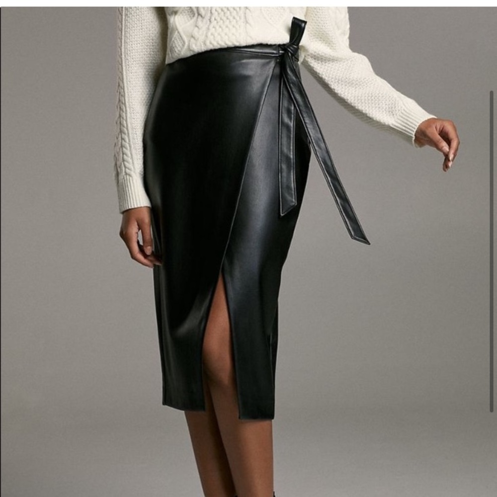 Aritzia babaton wrap skirt leather